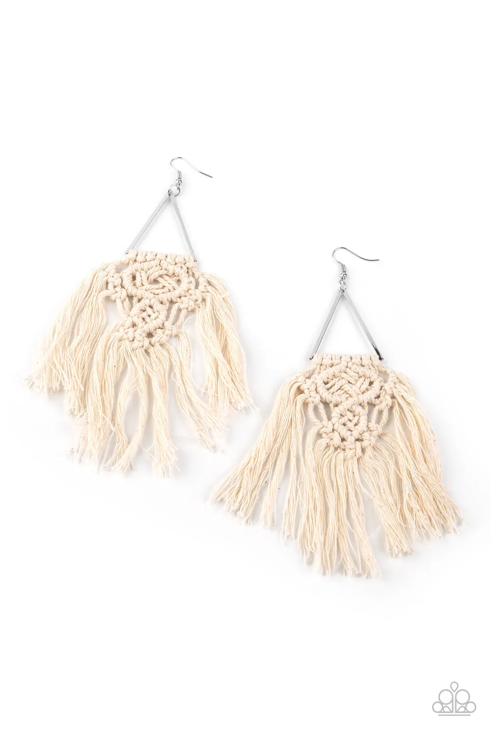 Paparazzi - Modern Day Macrame - White Earrings