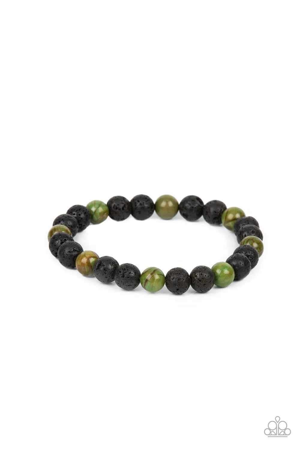 Paparazzi Molten Mogul - Green Beaded Bracelet