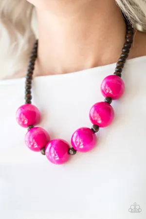 Paparazzi - Oh My Miami - RED-Wood Necklace