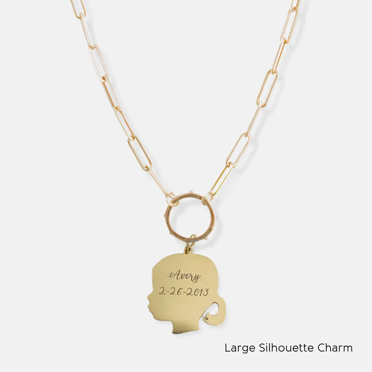 Paper Clip Chain Necklace with Charm Holder and Classic Silhouette Charms
