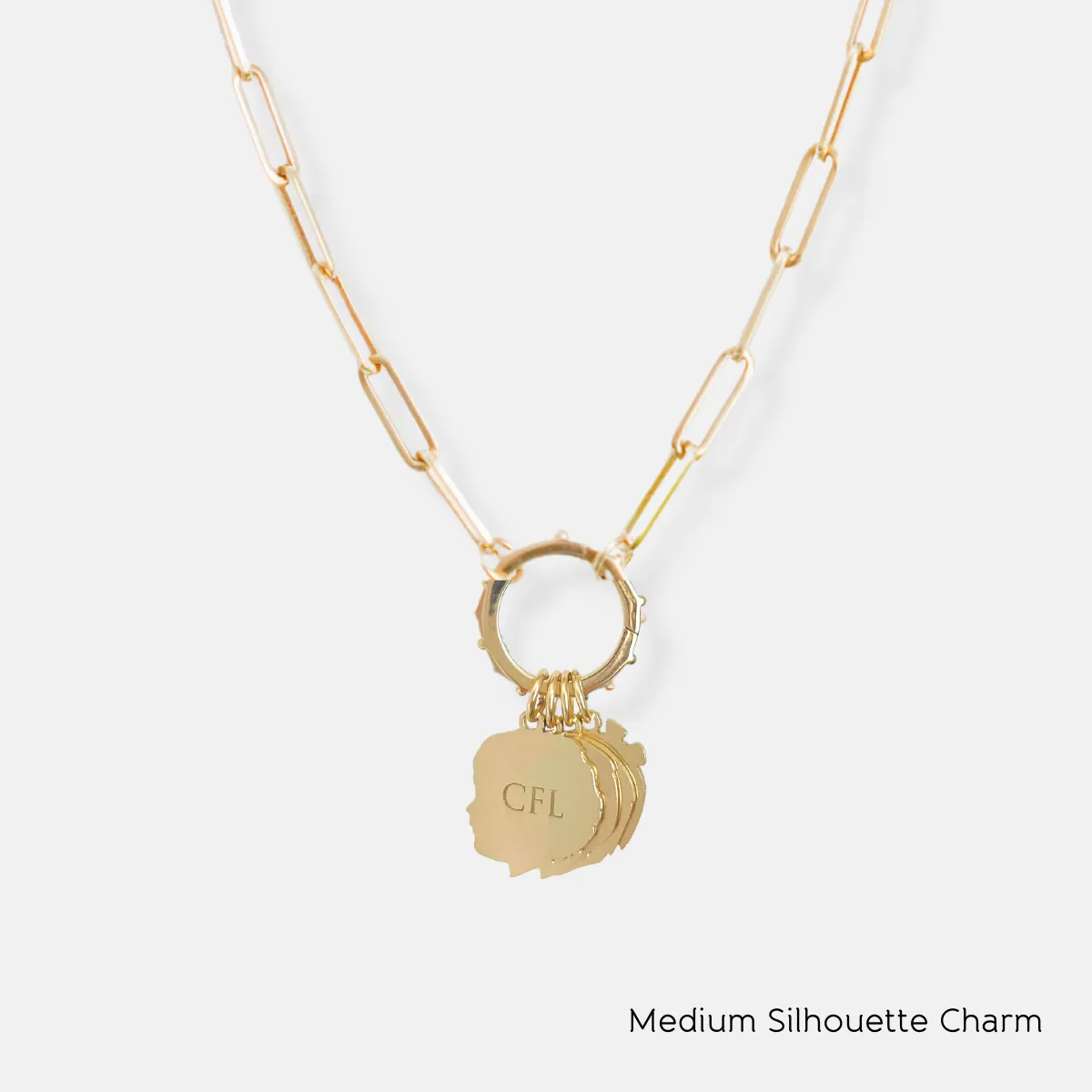 Paper Clip Chain Necklace with Charm Holder and Classic Silhouette Charms