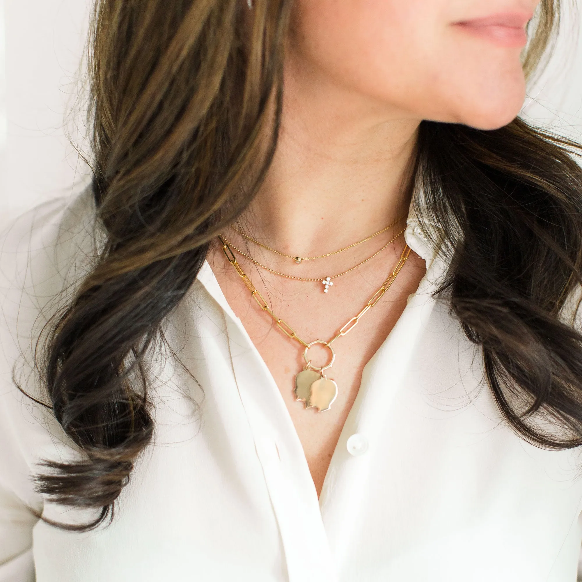 Paper Clip Chain Necklace with Charm Holder and Classic Silhouette Charms