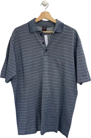 Paul & Shark Blue Patterned Polo Shirt UK L