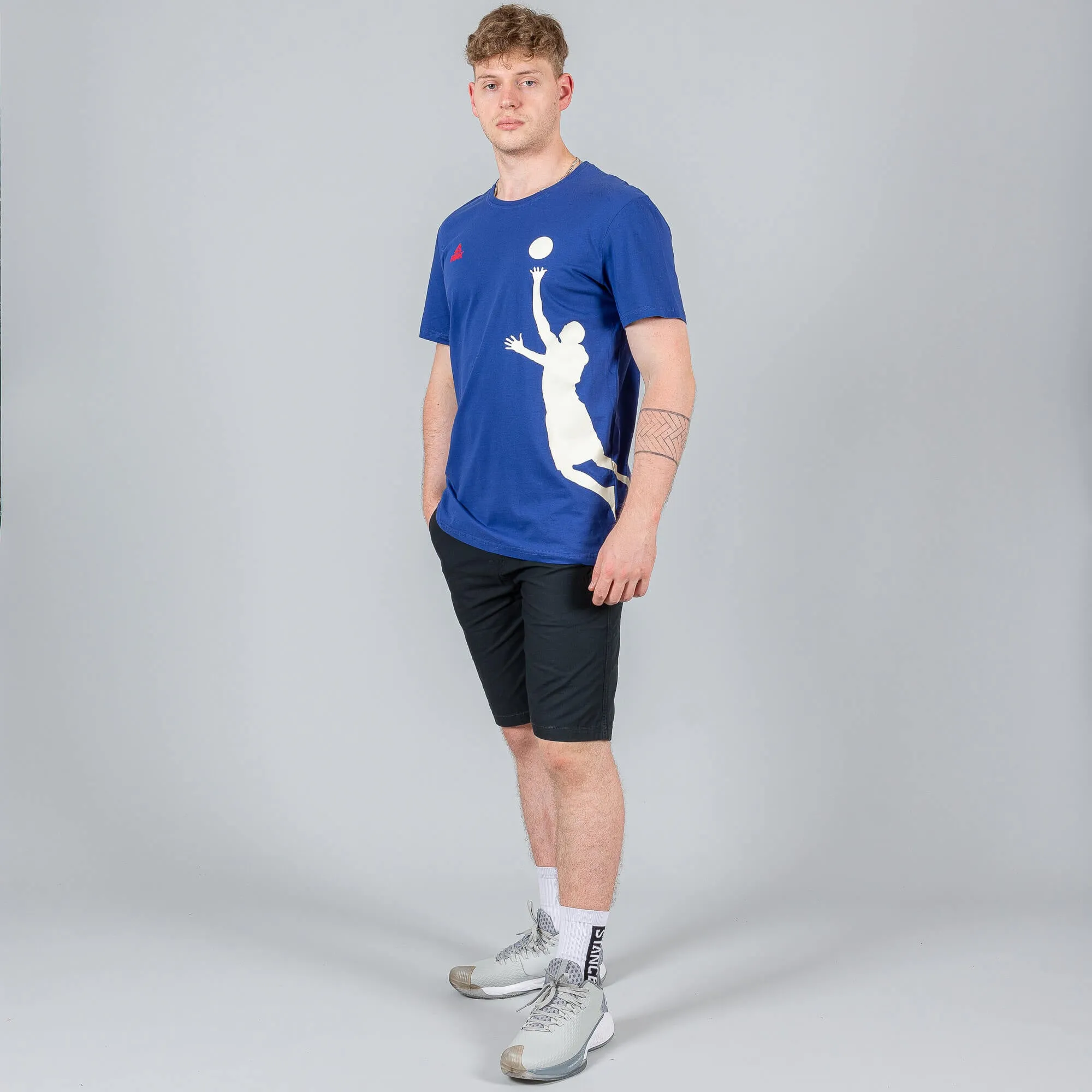 PEAK ROUND NECK T SHIRT F65273 BLUE