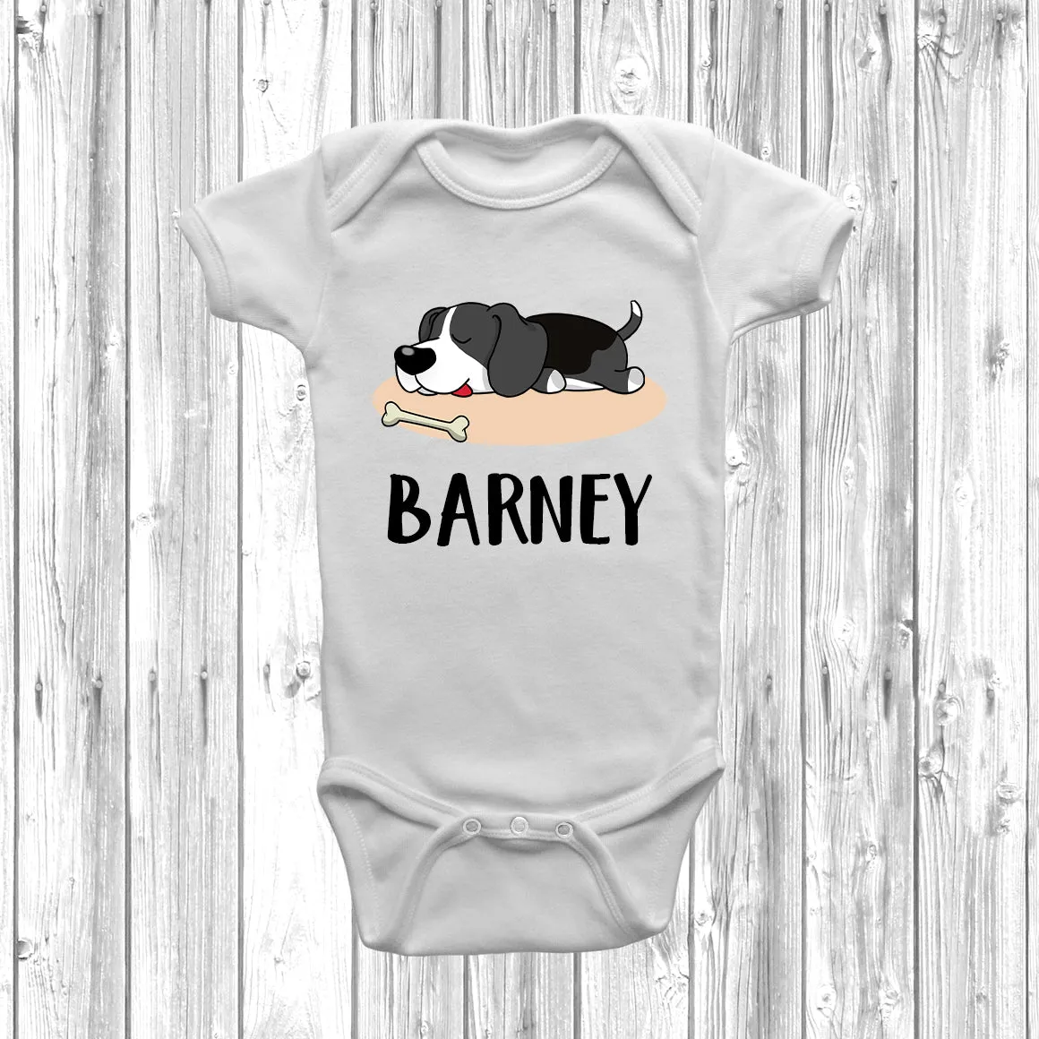 Personalised Beagle Lazy Dog Baby Grow