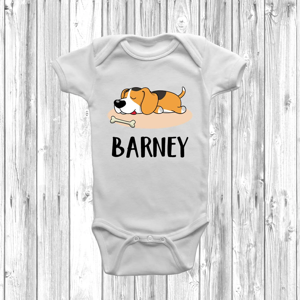 Personalised Beagle Lazy Dog Baby Grow