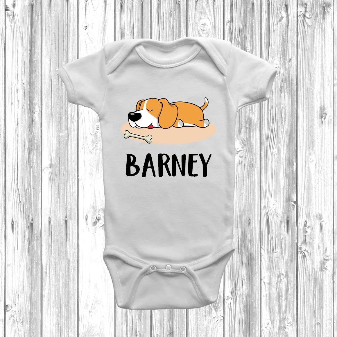 Personalised Beagle Lazy Dog Baby Grow