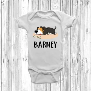 Personalised Beagle Lazy Dog Baby Grow