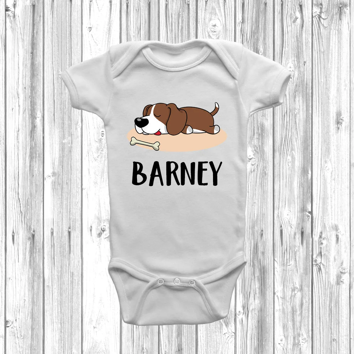 Personalised Beagle Lazy Dog Baby Grow
