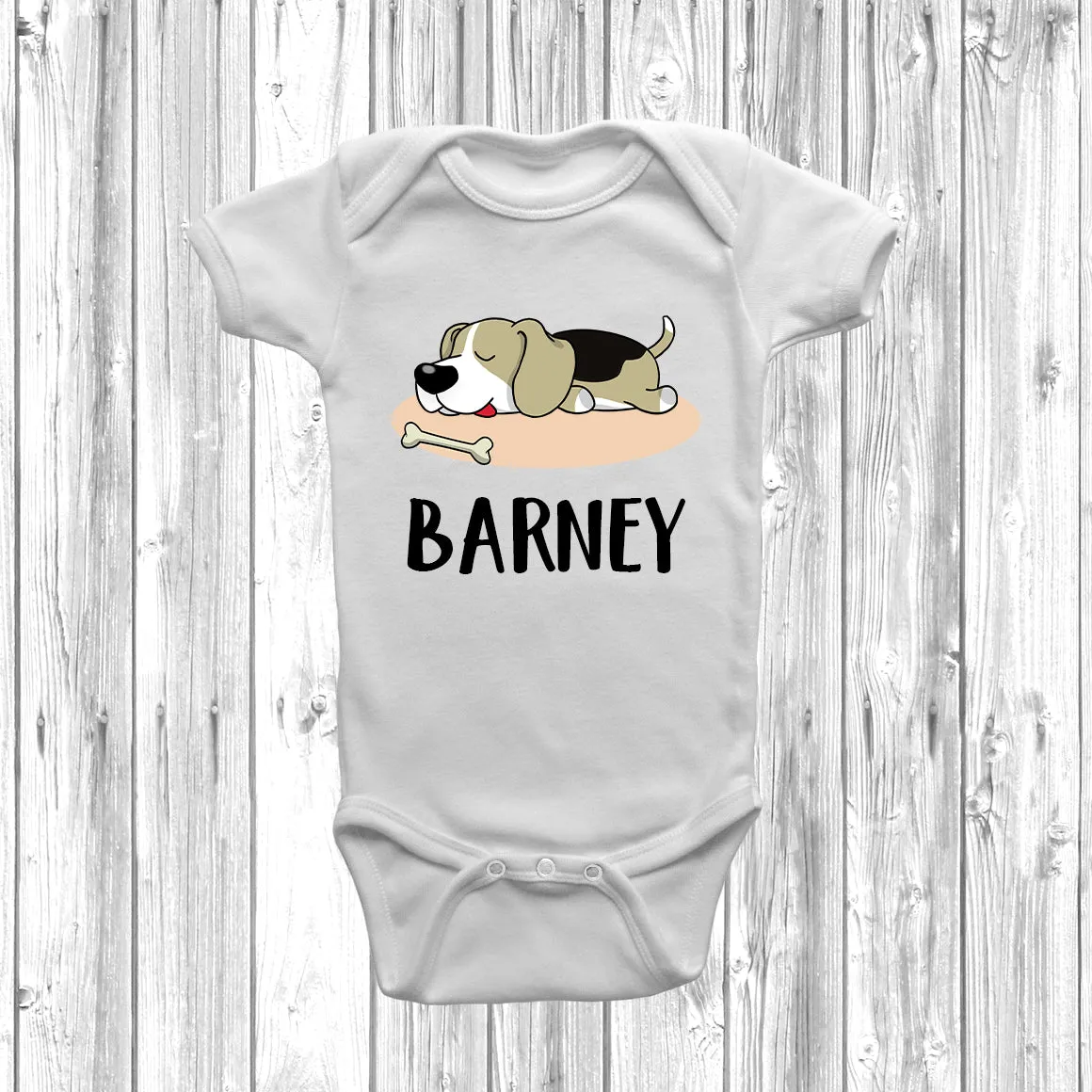 Personalised Beagle Lazy Dog Baby Grow