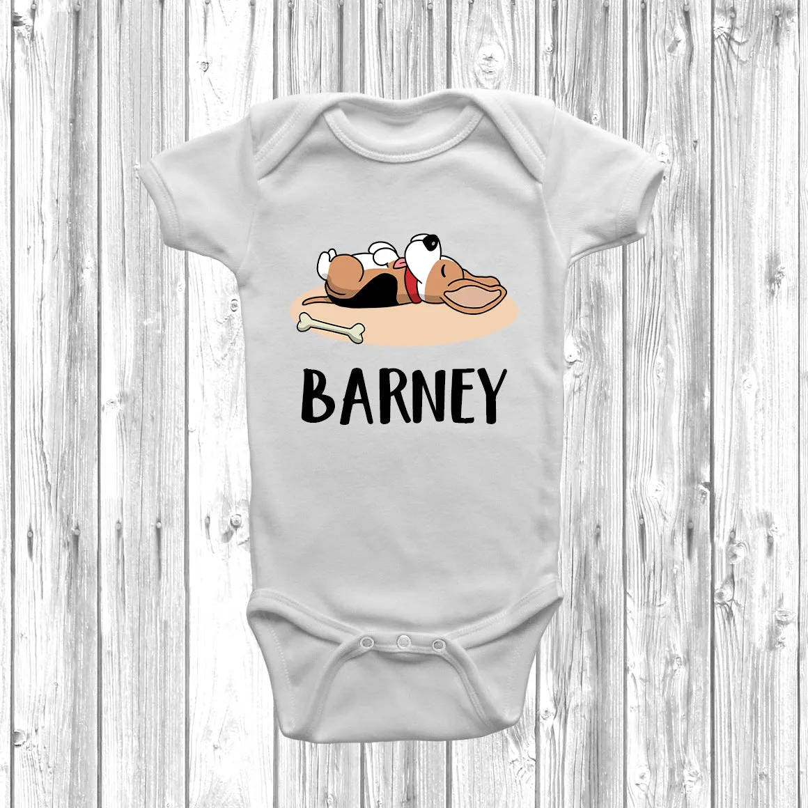 Personalised Beagle Lazy Dog Baby Grow