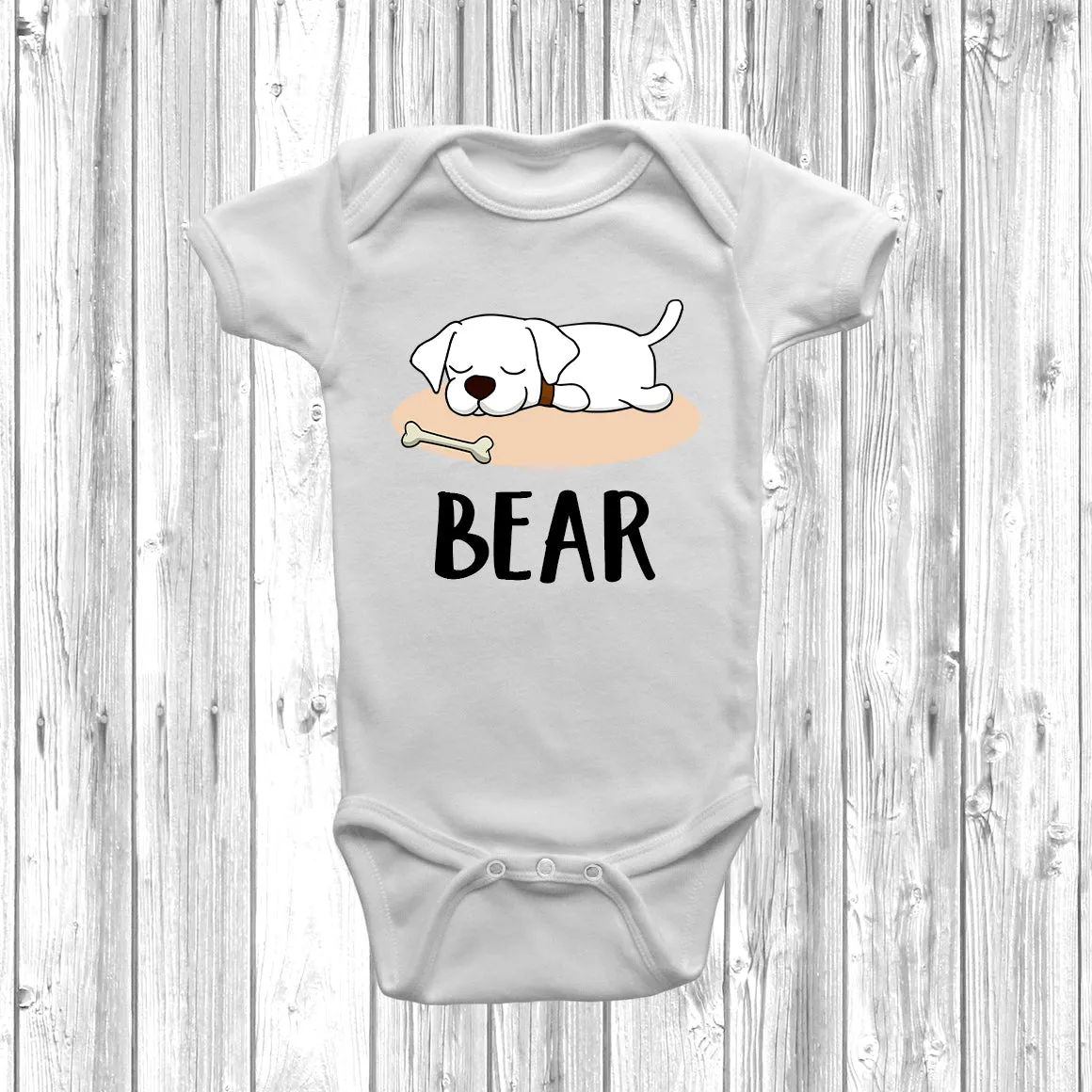 Personalised Labrador Lazy Dog Baby Grow