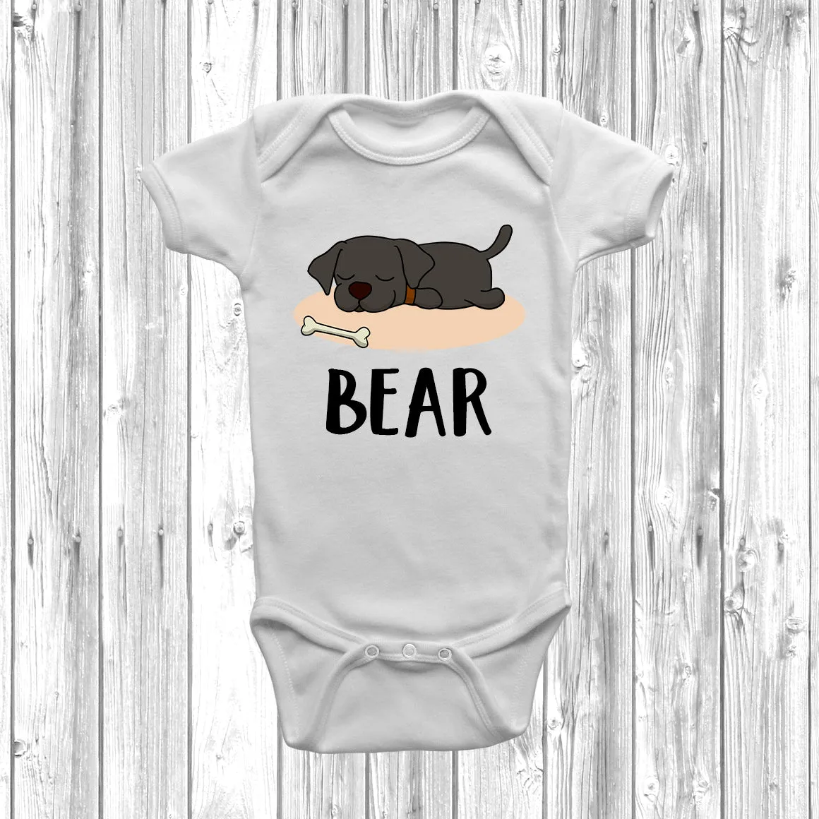 Personalised Labrador Lazy Dog Baby Grow