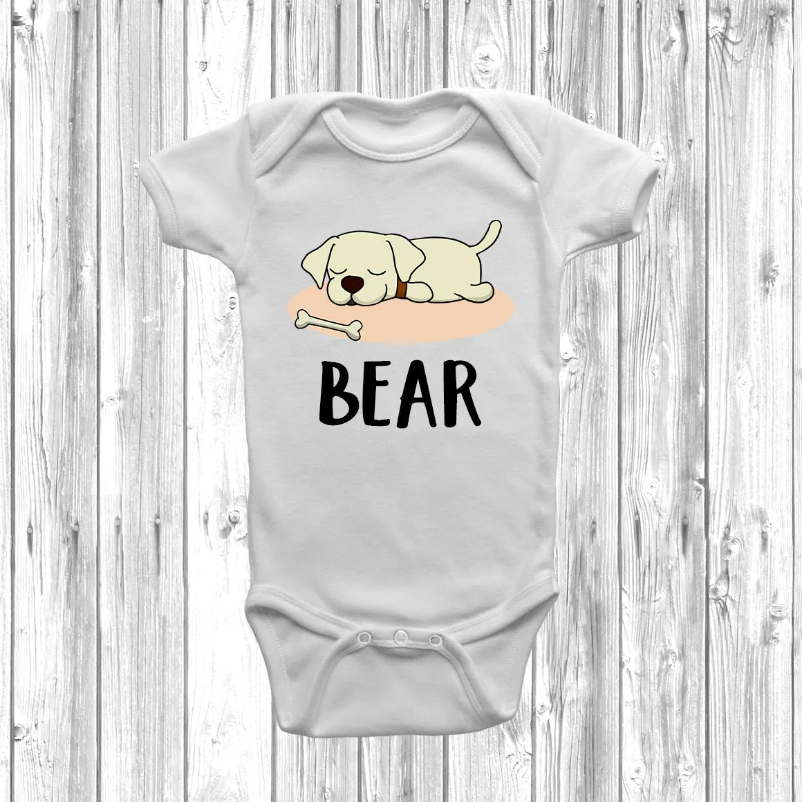Personalised Labrador Lazy Dog Baby Grow