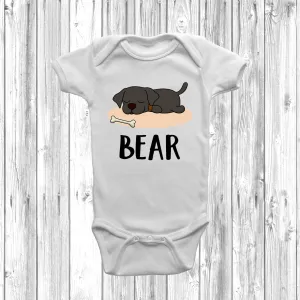 Personalised Labrador Lazy Dog Baby Grow