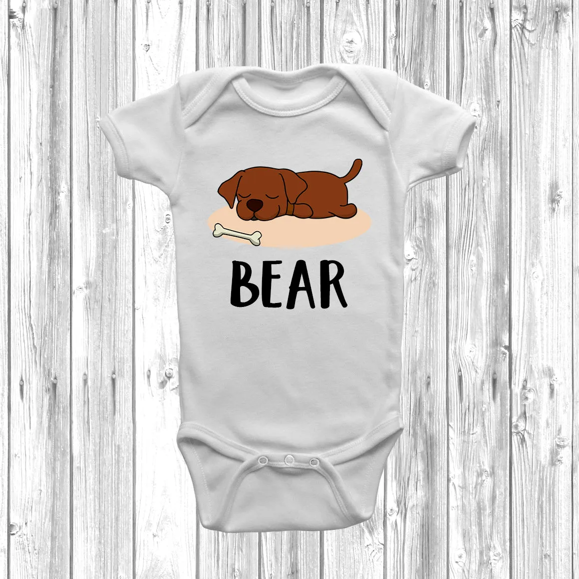 Personalised Labrador Lazy Dog Baby Grow