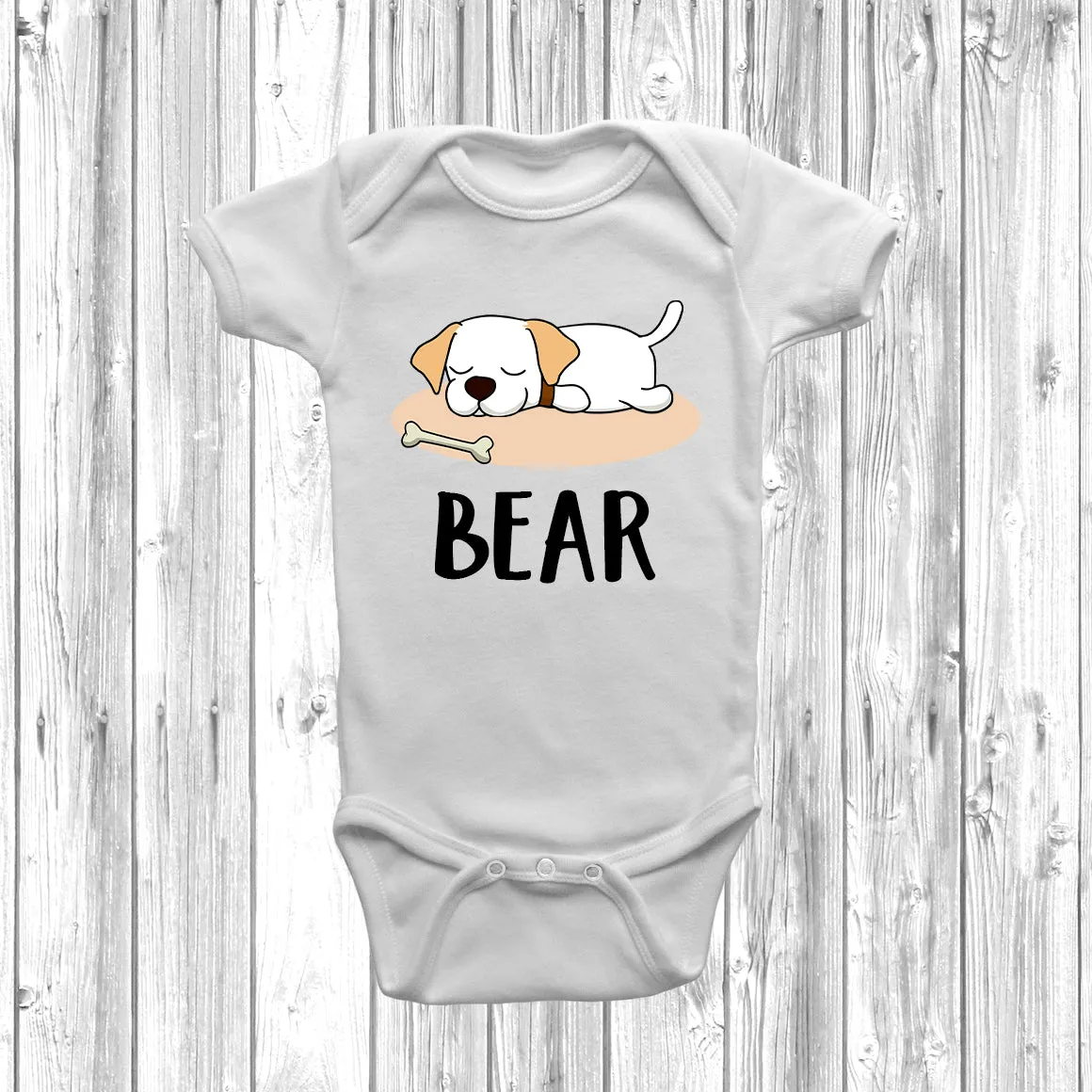 Personalised Labrador Lazy Dog Baby Grow