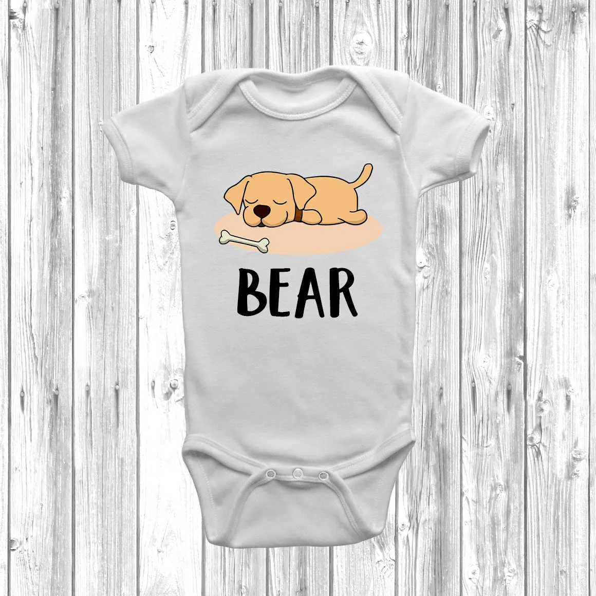 Personalised Labrador Lazy Dog Baby Grow