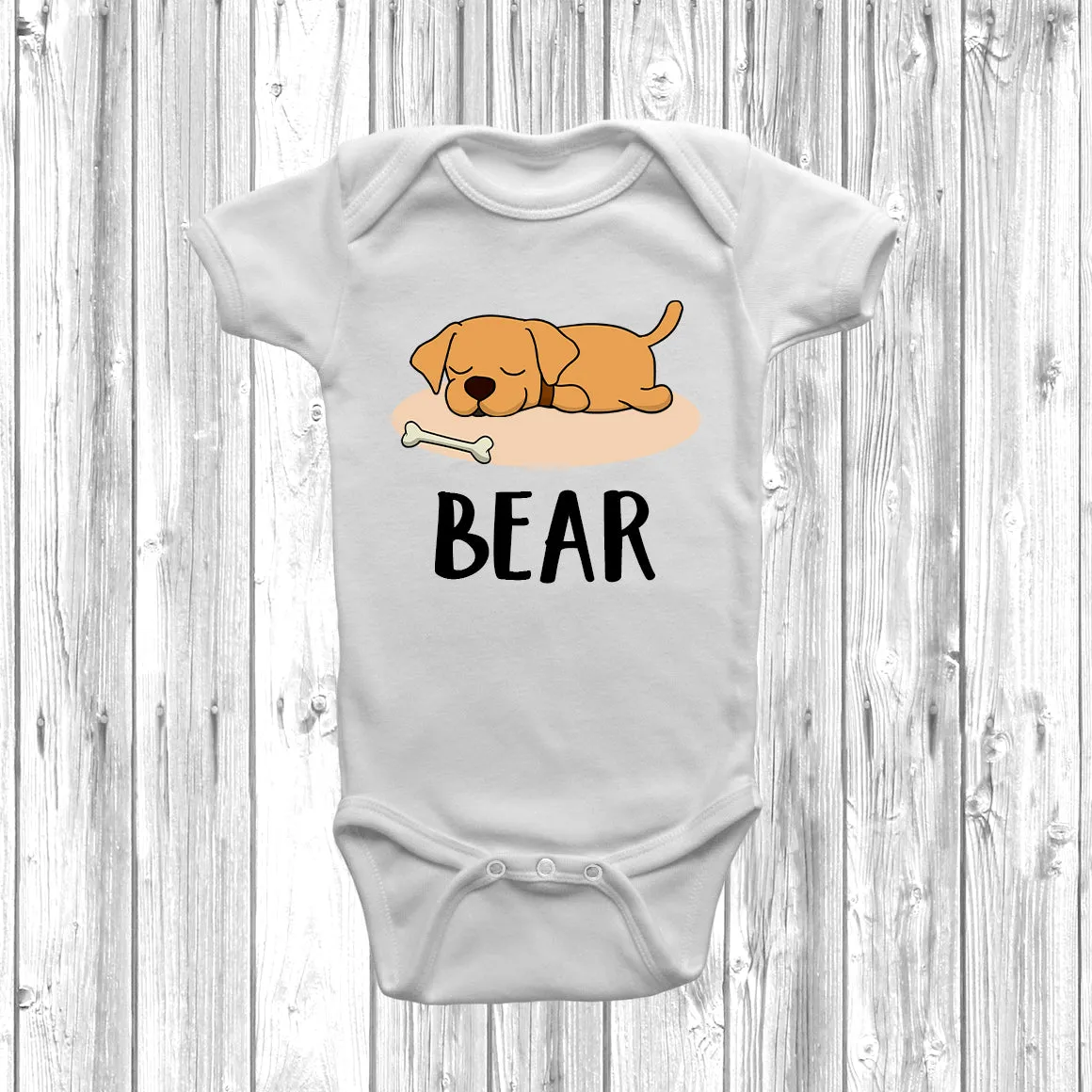 Personalised Labrador Lazy Dog Baby Grow