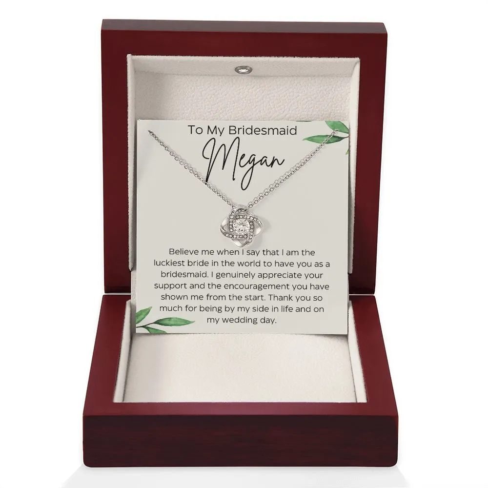 Personalized To My Bridesmaid Love Knot Necklace