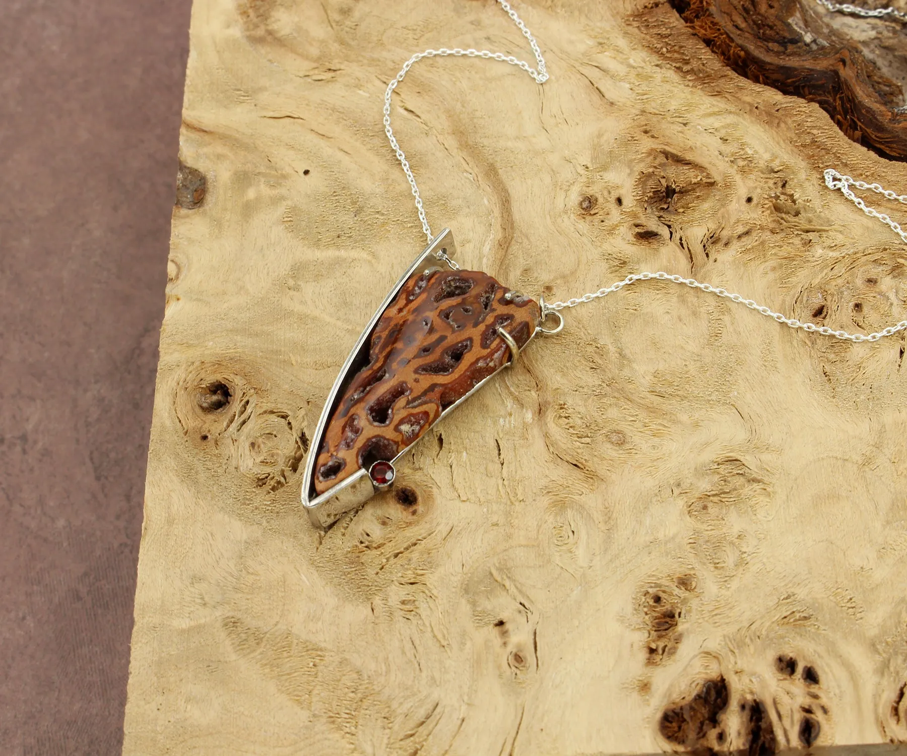Petrified Wood Angular Garnet Necklace