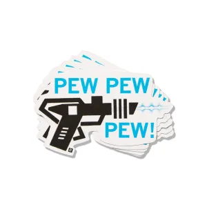 Pew Pew Pew Bold Gun Logo Die-Cut Sticker