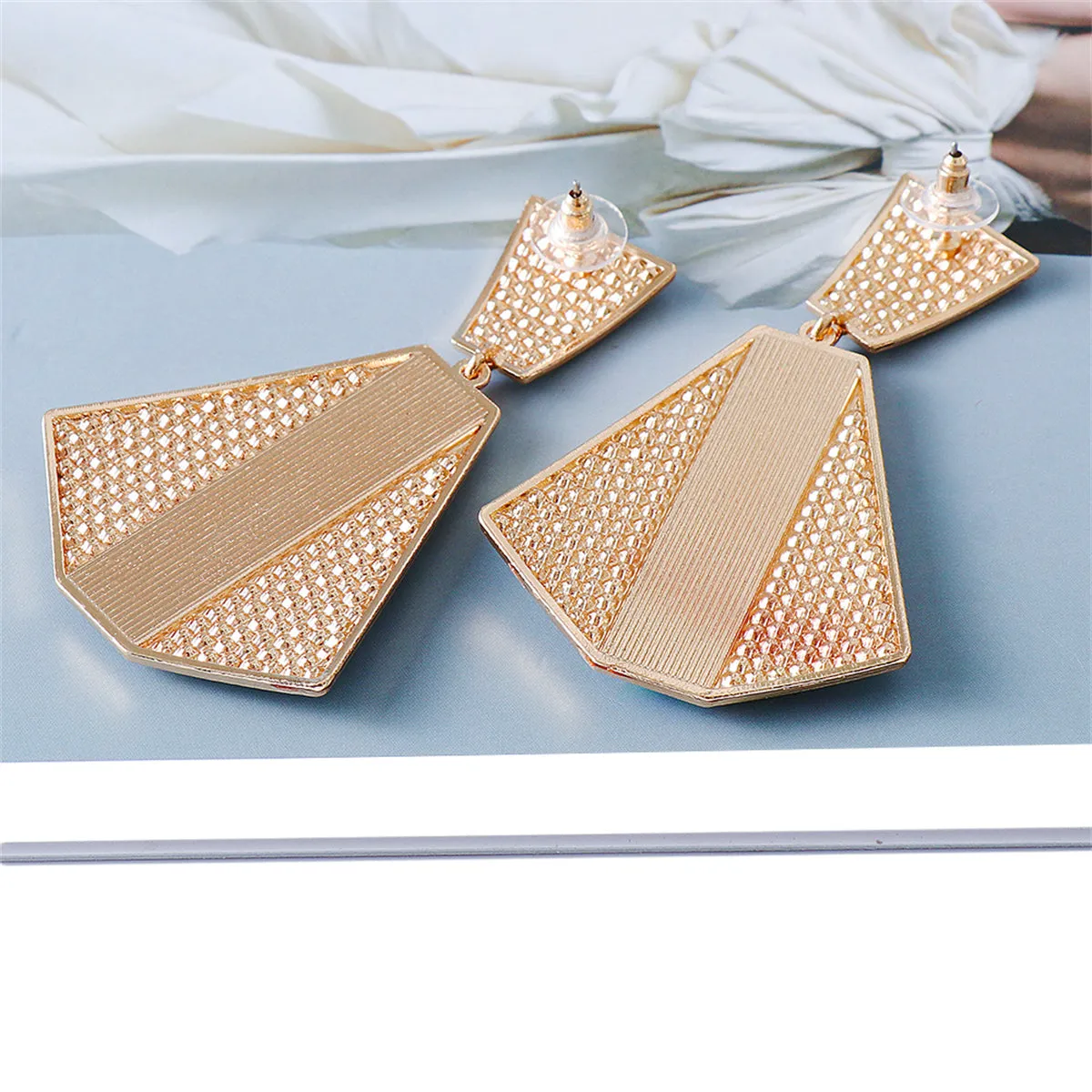 Pink Cubic Zirconia & Crystal Geometric Stripe Drop Earrings
