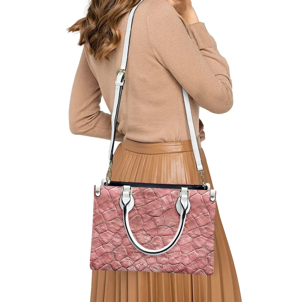 Pink Lambskin print Women's PU leather twill handbag