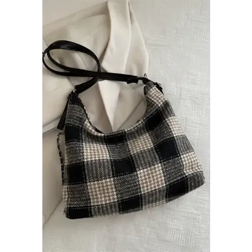 Plaid Adjustable Strap Handbag