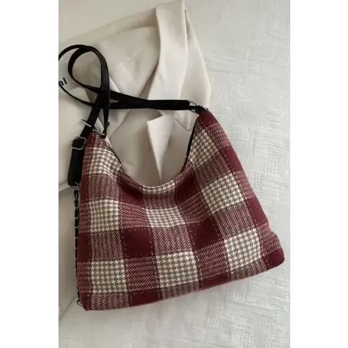 Plaid Adjustable Strap Handbag