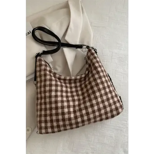 Plaid Adjustable Strap Handbag