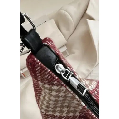 Plaid Adjustable Strap Handbag