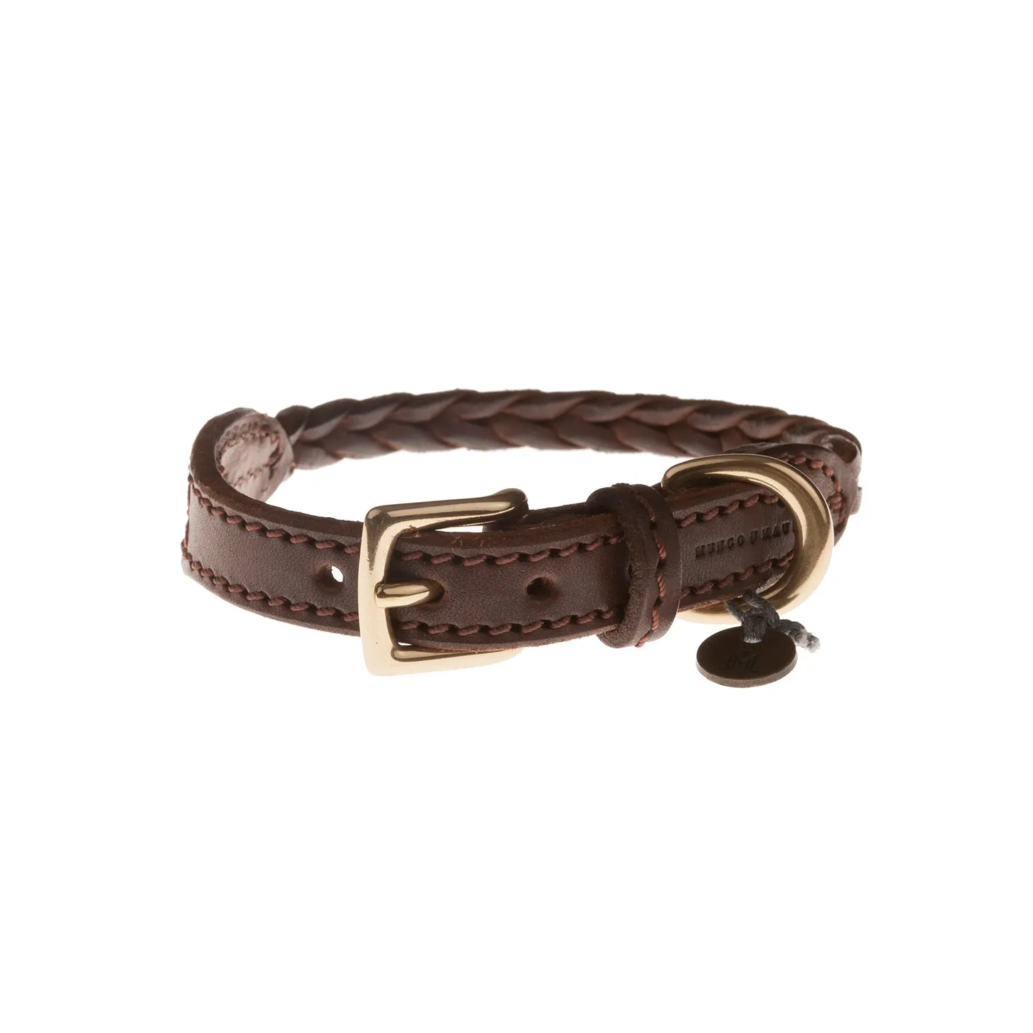 Plaited Leather Dog Collar