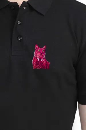 Polo Neck T-Shirt (Men) - Roar Of The Fuchsia Lion (9 Colours)