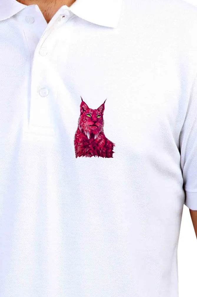 Polo Neck T-Shirt (Men) - Roar Of The Fuchsia Lion (9 Colours)