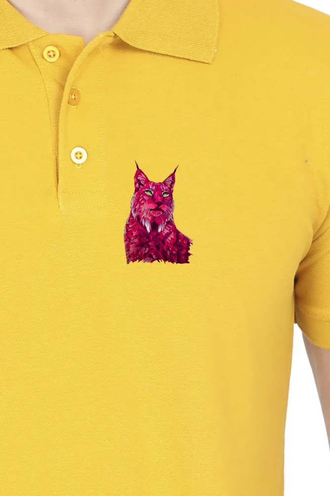 Polo Neck T-Shirt (Men) - Roar Of The Fuchsia Lion (9 Colours)