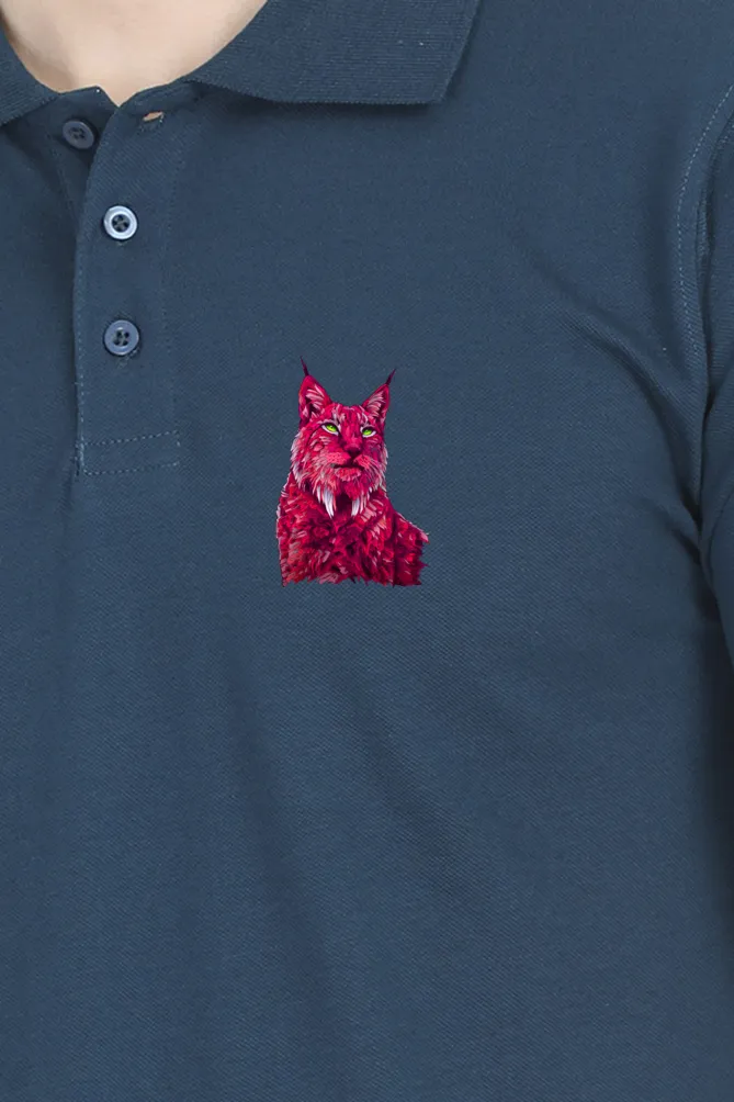 Polo Neck T-Shirt (Men) - Roar Of The Fuchsia Lion (9 Colours)