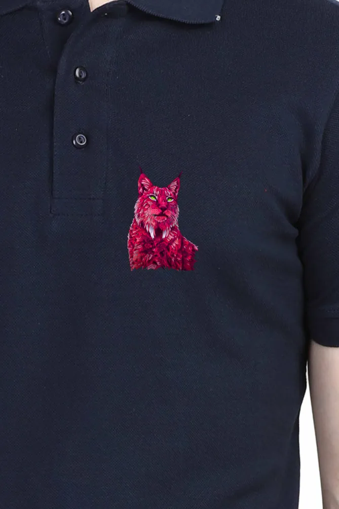 Polo Neck T-Shirt (Men) - Roar Of The Fuchsia Lion (9 Colours)