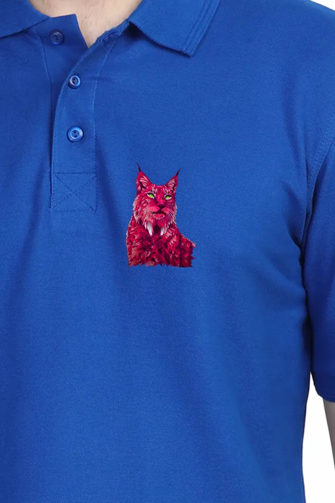 Polo Neck T-Shirt (Men) - Roar Of The Fuchsia Lion (9 Colours)