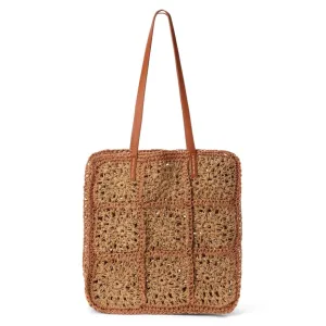 Port Raffia Woven Tote Bag, Tan Multi | Beach by Matisse