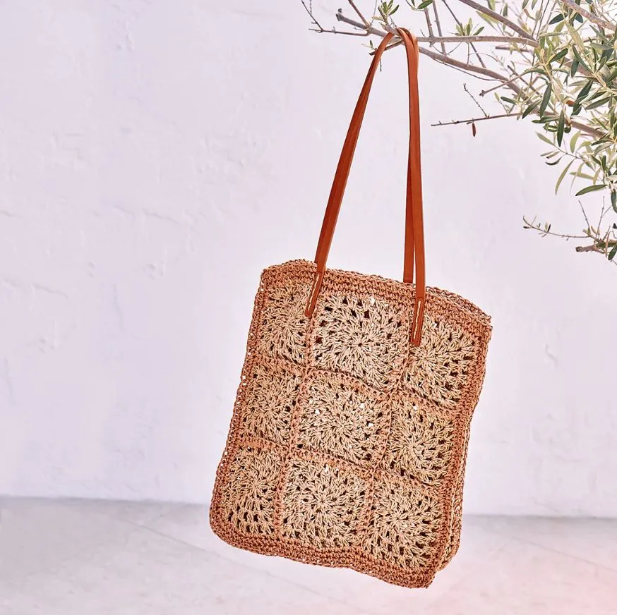 Port Raffia Woven Tote Bag, Tan Multi | Beach by Matisse