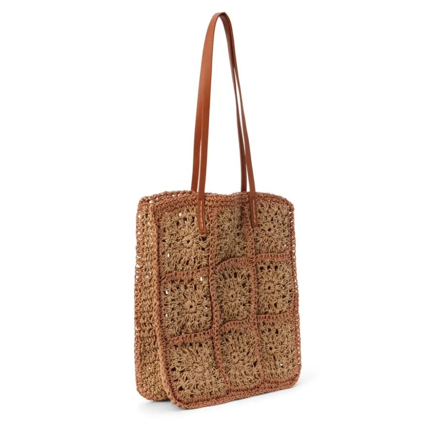 Port Raffia Woven Tote Bag, Tan Multi | Beach by Matisse
