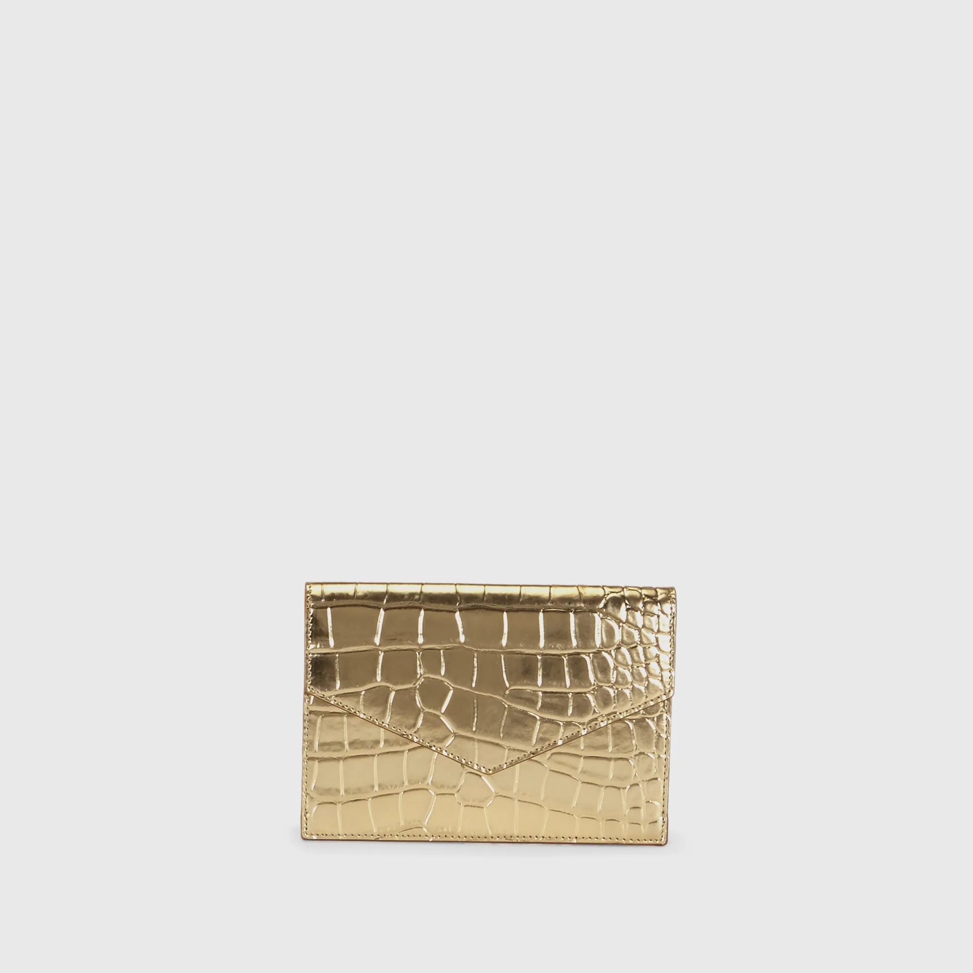 Pouch embossed croc gold