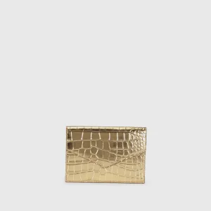 Pouch embossed croc gold