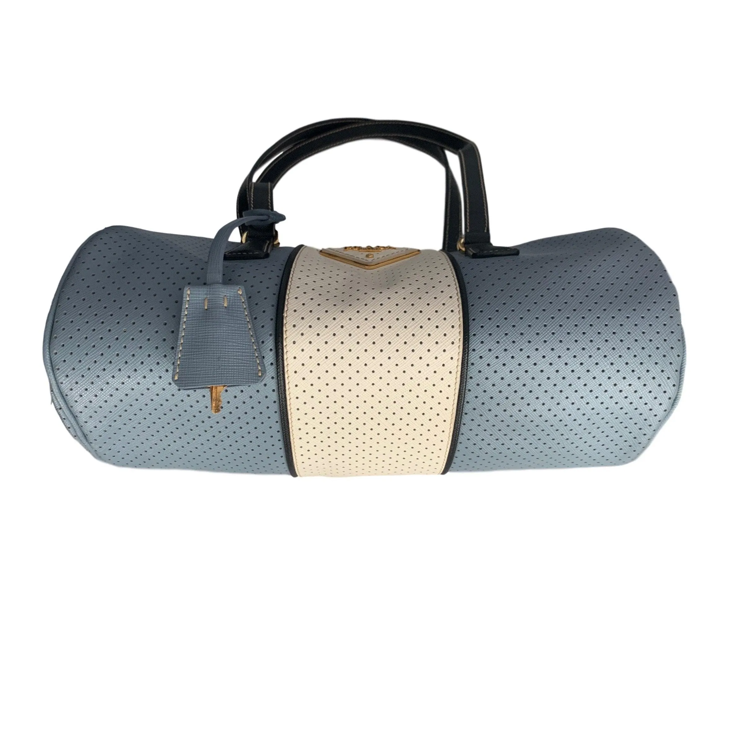 Prada Baby Blue Perforated Cylinder Bag
