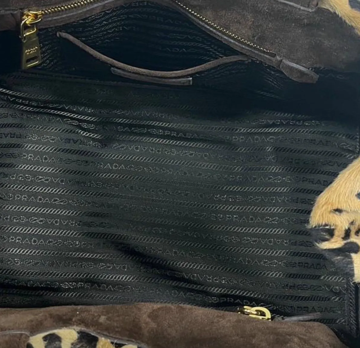 Prada Cheetah Print Denim Top Handle Bag