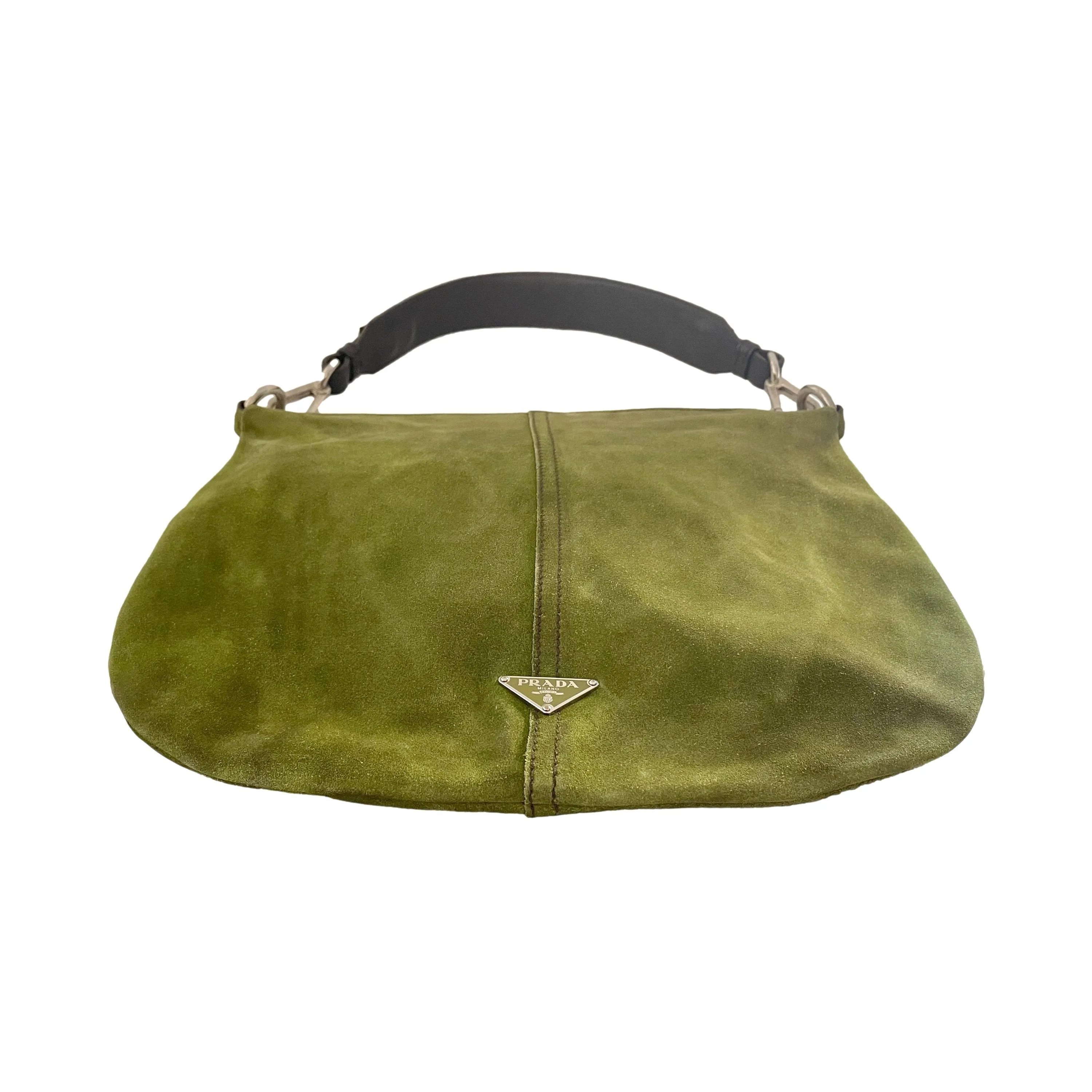 Prada Green Suede Shoulder Bag