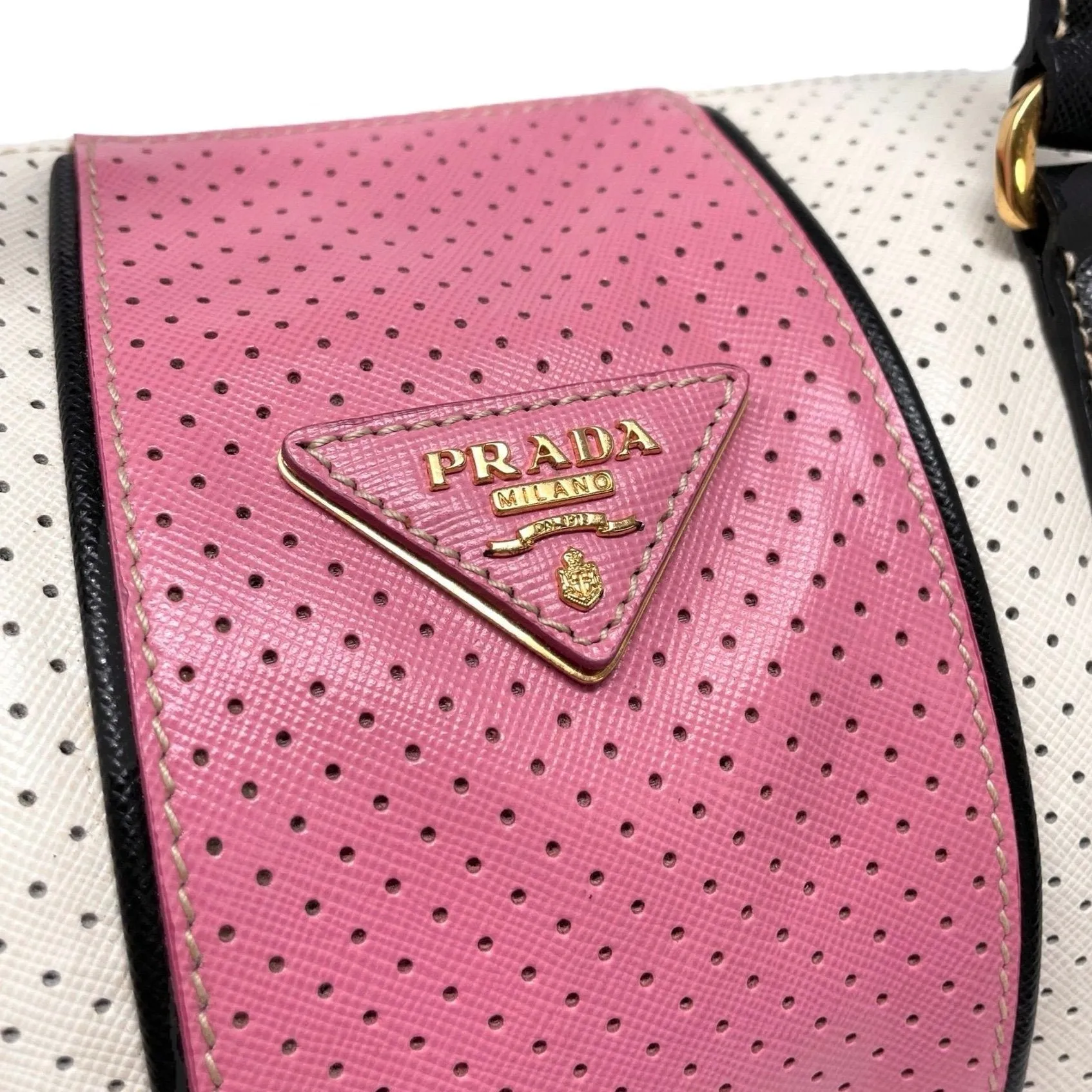 Prada Pink Perforated Barrel Shoulder Bag