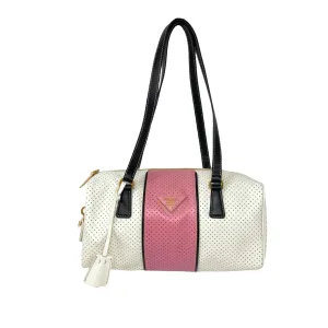 Prada Pink Perforated Barrel Shoulder Bag