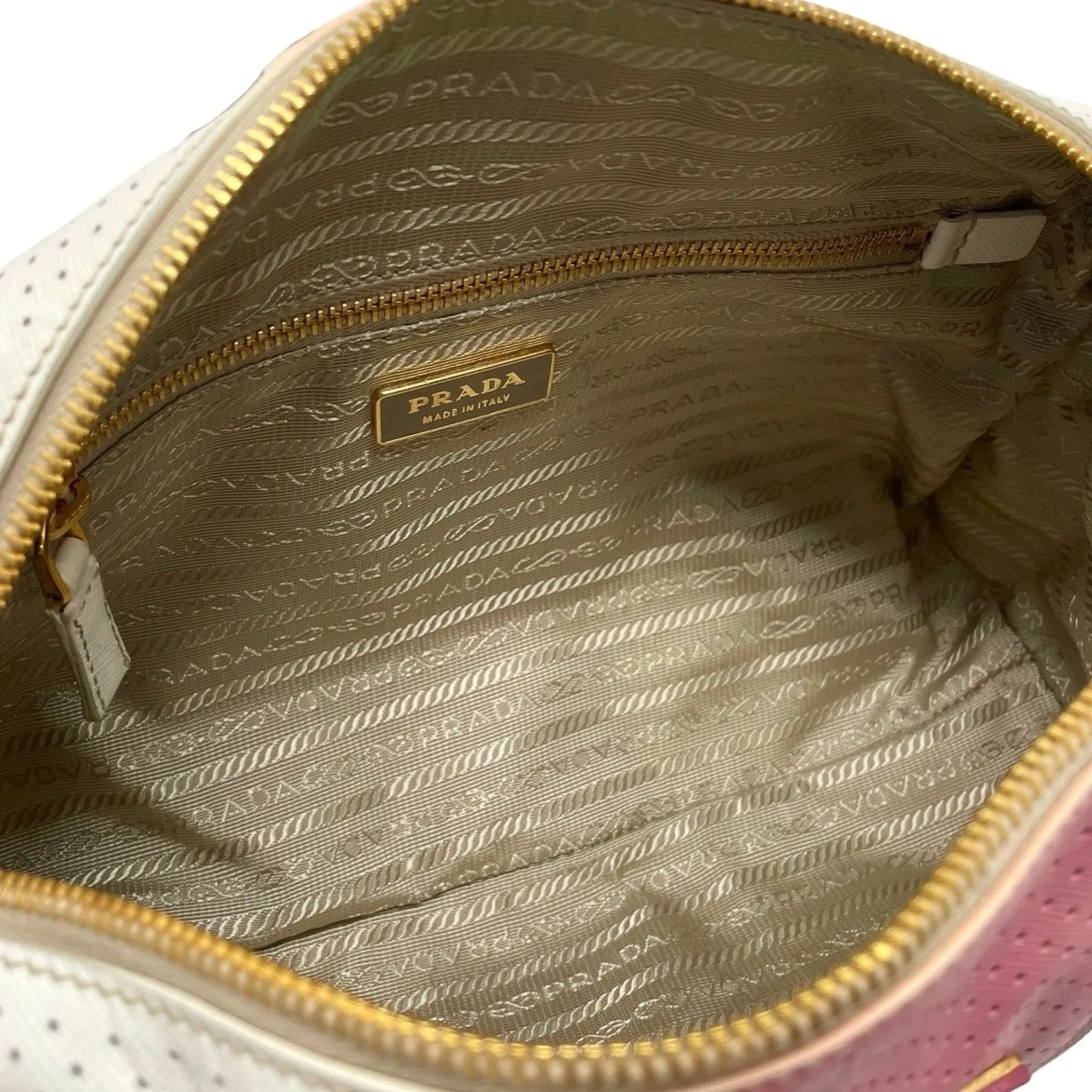 Prada Pink Perforated Barrel Shoulder Bag